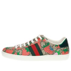 GUCCI Womens WMNS Ace 'Strawberry Beige' Strawberry/Beige Sneakers/Shoes Beige Sneakers, Gucci Sneakers, Sneakers Shoes, Stylish Sneakers, Front Row, Perfect Pair, Shoes Sneakers, Louis Vuitton, Gucci