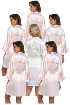 PRICES MAY VARY. 【SUPER SOFT AND LIGHTWEIGHT FABRIC】: These wedding Bride and Bridesmaid robes are made of Soft, Comfortable and Luxurious Fabric. 【DESIGN】: Solid Color, Half sleeve, With elegant Embroidery letters "Bride" "Bridesmaid" and "Maid of Honor" words on back. 【SIZE】: One Size fits the body type of most people. Length: 36.8inch; Bust: 50.4inch; Shoulder Width: 24inch; Sleeve Length: 13inch 【OCCASIONS】:These short satin kimono robe are perfect for wedding day party, getting ready, brida Bridal Shower Robes, Bride Kimono, Wedding Party Robes, Wedding Sleepwear, Bridesmaid Kimono, Bridal Shower Gifts For Bride, Bridal Nightgown, Bridal Kimono, Bride Lingerie