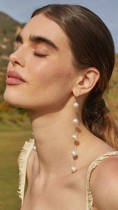 White Pearl Duster Earrings | Over The Moon