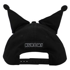 Celebrate your favorite characters with this Kuromi Inspired Hat. The cap comes in black and features embroidered front art of Kuromi's pink skull logo while a pair of 3D ears completes the character design. The hat is made with high-quality cotton materials and comes with a wide brim to give your face protection from the sun. The hat measures 58 cm and will fit most sizes. Fans of the Kuromi character will love this comfy cap. Black Harajuku Costume Accessories For Cosplay, Harajuku Style Black Costume Accessories For Cosplay, Black Harajuku Style Costume Accessories For Cosplay, Black Anime Print Costume Accessories For Cosplay, Adjustable Black Costume Hats For Cosplay, Adjustable Black Costume Hats For Cosplay Events, Black Anime Costume Accessories For Halloween, Harajuku Hats For Halloween Cosplay, Adjustable Harajuku Costume Hats For Cosplay