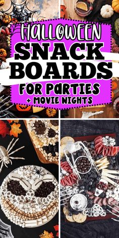 halloween snack boards for parties with text overlay