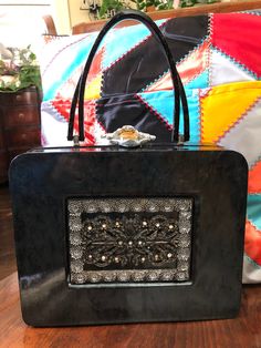 "Thank You If You Favored One of My Items! You Will Receive 10% Off an Item of Your Choice, Unless It Is on Sale, CODE17. Thank You. ELEGANT WILARDY Handbags/Lucite Purses/Lucite Bags/Lucite Handbags/Wilardy Purses/Wilardy Bags/50's Lucite Purses/Wilardy/VINTAGE Condition RARE and ELEGANT 1950's WILARDY LUCITE Handbag This is an ELEGANT Gray Marbled Lucite Handbag from Wilardy with a Decorative Brooch Closure. You will note it also has a front decoration of silver tone Filigree with Rhinestones. Vintage Rectangular Bags For Vintage Events, Vintage Travel Shoulder Bag With Case, Vintage Rectangular Box Bag For Party, Vintage Rectangular Bags For Events, Vintage Tote Box Bag For Travel, Vintage Rectangular Party Bag, Vintage Square Box Bag For Travel, Vintage Square Evening Bag, Black Vintage Bag For Gifts