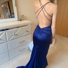 Royal Blue Silky, Cross Back Long Sherri Hill Dress Light Blue Prom Dress Sherri Hill, Blue Prom Dress Sherri Hill, Sherri Hill 55467, Sheri Hill Butterfly Dress, Sheri Hill 55500, Sherri Hill Dress, Sherri Hill Dresses, Sherri Hill, Royal Blue