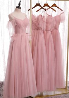 A line tulle long bridesmaid dress on Storenvy Soft Pink Long Dress, Fairytale Bridesmaid Dresses, Tulle Gown Bridesmaid, Soft Tulle Bridesmaid Dress, Fancy Bridesmaid Dresses, Vestido Rose Gold, Turtle Wedding, Classy Bridesmaid Dresses, Pink Bridesmaid Dresses Long