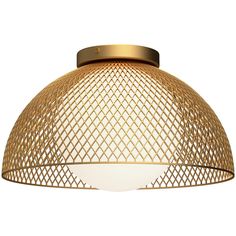 a gold ceiling light with an intricate design on the top and bottom part of it