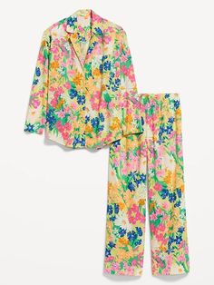 Poplin Pajama Set for Women | Old Navy Casual Long Sleeve Patterned Sleepwear, Spring Sleepwear With Pockets For Bedtime, Spring Long Sleeve Sleepwear With Pockets, Long Sleeve Sleepwear With Pockets For Spring, Spring Button-up Sleepwear With Pockets, Casual Multicolor Sets For Daywear, Spring Button-up Sleepwear For Pajama Party, Spring Collared Sleepwear With Pockets, Collared Sleepwear With Pockets For Spring