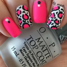 Leopard nails with Beach Cruiser by Orly 80s Nails, Animal Print Nails Art, Leopard Nails, Nails White, Animal Print Nails