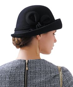 PRICES MAY VARY. 【 Main material 】100% wool, except accessories. Size: Circumference 22" -22.5 ", height 5.5", one size fits most women, a small drawstring inside the brim can be customized to fit you. Easy to put on, charming woolly bevel hat. Light and cute, it won't feel heavy to wear, you'll become charming, and you'll get lots of compliments when you wear it. Occasion: Ideal for cocktail parties, weddings, tea parties, baptisms or any other festive event. Thanksgiving, Christmas, New Year, Vintage Fitted Felt Hat For Fall, Fitted Winter Evening Fascinator, Winter Evening Fascinator, Formal Wool Felt Hat For Winter, Black Mini Hats For Formal Winter Occasions, Fall Party Fitted Felt Hat, Winter Wool Mini Hat With Curved Brim, Elegant Wool Cloche Hat For Fall, Fitted Cloche Winter Hat