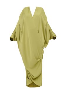 TIBARA KAFTAN DRESS - LIME Andrea Iyamah, Drape Maxi Dress, Simple Sandals, Kaftan Maxi Dress, Feminine Aesthetic, 20's Dress, Kaftan Dress, Dress Cover, Moda Operandi