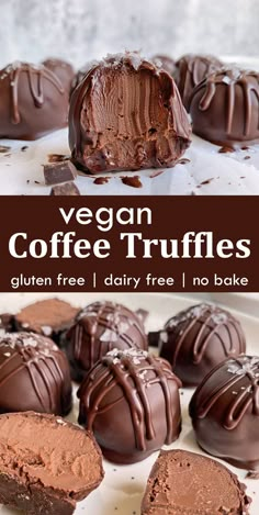 vegan coffee truffles with chocolate frosting on top