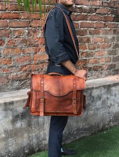 Leather Messenger Bag Laptop, Men Office, Man Office, Laptop Shoulder Bag, Office Bag, Vintage Leather Bag, Canvas Gift, Goat Leather, Leather Messenger Bag