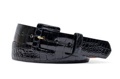 A classic in every sense, this sleek glazed alligator belt is a testament to the craftsmanship of w.kleinberg artisans. This sophisticated belt is versatile enough to wear with casual or dress slacks. Features a soft nubuck leather lining. 1 1/2" wide. Genuine American alligator belt with a glazed finish and covered buckle Convenient snaps to change the buckle  Made in America Alligator Belt, American Alligator, Golf Belt, Woven Belt, Dress Slacks, Handcrafted Leather, Nubuck Leather, Made In America, Small Leather Goods