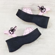 Spider Web Shoes, Cobweb Shoes, Demonia Shoes Sandlesplain, Goth Spider, Gothic Shoes Platform Pink, Goth Heels & Wedges, Strap Wedge, Ankle Strap Wedges, You Are Important