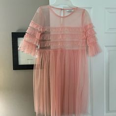 Brand New Size Extra Small. No Tags But Has Never Been Worn. Smoke-Free Cat Free Home. Would Look Great With Shorts And Tank Or Slip Dress Under. Great For Summer. Pink Sheer Dress, Pink Sheer, Glamorous Dresses, Free Cats, Dresses Pink, Free Cat, Sheer Dress, Dresses Xs, Pink Dress