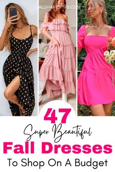 47 beautiful fall dresses most of which are under $30. | Fall dresses | fall dress | fall dresses to wear to a wedding | fall dresses for wedding guest | fall dresses with boots | fall dresses casual | fall dresses outfits | fall dresses dressy | skirts | winter dresses | autumn dresses casual | cheap fall dresses | fall dress ideas | women fall dresses | casual dress outfit | cowgirl boots and dress outfit | vintage outfits dresses | fall dresses to wear to a wedding autumn | fall outfits Dresses With Boots Fall