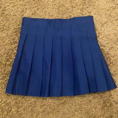 This Skirt Has Never Been Worn And Is In Great Condition. Blue Mini Length Tennis Skirt For School, Blue Mini Length Skirt For School, Blue Preppy Tennis Skirt For Spring, Blue Pleated Skirt For School, Blue Pleated Skirt For School In Spring, Trendy Fitted Blue Tennis Skirt, Blue Cotton Mini Skirt For School, Preppy Blue Pleated Skirt For Spring, Blue Cotton Skort For School