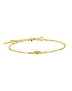 Add some style and protection to your look with this Leidy Station Bracelet! The evil eye charm is delicate and provides a sweet yet statement making addition to any outfit. Keep an eye out for compliments! Material: 14K gold or rhodium plated brass, cubic zirconia, Mother of Pearl Features: Measures 7.25" with 1" extender, 0.1" width, 0.7"x0.3" pendant, 2mm CZ stones, Lead & Nickel free, lobster clasp Elegant Evil Eye Bracelet For Everyday, Trendy Gold Evil Eye Bracelet, Elegant Gold Evil Eye Bracelet For Everyday, Dainty Evil Eye Bracelet For Everyday, Elegant Gold Evil Eye Bracelet, Dainty Gold Evil Eye Bracelet With Adjustable Chain, Dainty Gold Evil Eye Bracelet, Gold Dainty Evil Eye Bracelet With Adjustable Chain, Gold Charm Bracelet With Evil Eye