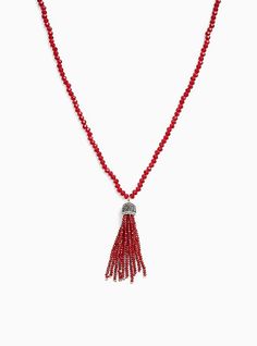 A gorgeous red necklace is made up of faceted beads and ends with a multi-stone and bead fringe tassel pendant. Lobster clasp. Man-made materials. 30. 5” length with 3” extender. Imported. The best plus size women's red beaded tassel pendant necklace pendants in red. Torrid is your destination for cozy fall and winter clothes to keep you warm and comfortable. Pink Stud Earrings, Bead Fringe, Pink Studs, Filigree Necklaces, Necklace Pendants, Red Necklace, Hoop Earring Sets, Holiday Earring, Stone Studs