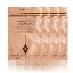 Find CHARLOTTE TILBURY Instant Magic Facial Dry Sheet Mask Set on Editorialist. A magic skincare kit featuring 4 of my hydrating dry sheet masks for moisturised, brighter, smoother looking skin! Sheet Mask Design, Sheet Mask Packaging, Dr Bedroom, Sheet Mask Collection, Luxury Design Print, Sheet Face Mask, Youtuber Dr, School Dr, Face Mask Aesthetic