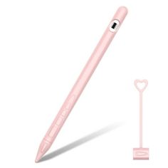 a pink pen with a heart on the side and a small stick attached to it