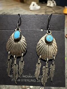 ad eBay - Navajo Turquoise Sterling Silver Earrings Zuni Hopi Native American Jewelry - Buy Now, click the link (eBay) Navajo Reservation, Traditional Earrings, Navajo Turquoise, American Jewelry, Native American Jewelry, Buying Jewelry, Hook Earrings, Turquoise Sterling Silver, Sterling Silver Earrings