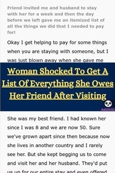 the text on this page reads, woman shocked to get a light of everything she over her friend after visiting