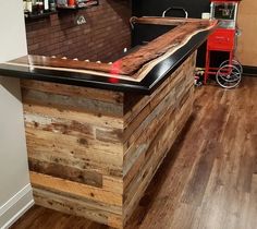 a bar made out of wood and metal