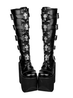 Vestiti Edgy, Black Platform Shoes, New Rock, Boots High