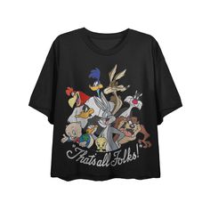 Show off the cartoon style of this juniors' Looney Tunes graphic tee. Show off the cartoon style of this juniors' Looney Tunes graphic tee. Crewneck Short sleevesFIT & SIZING Cropped lengthFABRIC & CARE Cotton Machine wash Imported Size: Small. Color: Black. Gender: female. Age Group: kids. Cartoon Style Cotton Top With Letter Print, Cotton Cartoon Style Tops With Letter Print, Cotton Cartoon Print Tops, Disney Short Sleeve Top With Graphic Print, Disney Graphic Print Short Sleeve Top, Cotton Cartoon Character Print Tops, Cotton Cartoon Tops With Character Print, Cotton Tops With Cartoon Character Print, Cartoon Character Print Short Sleeve Tops