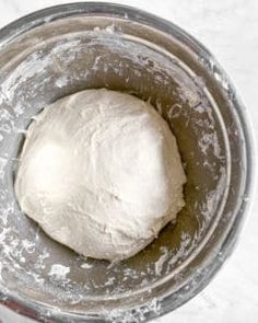 a ball of dough sitting in a blender