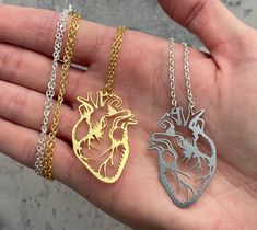 Anatomical Heart Necklace, Fine Necklace, Anatomical Heart, Delicate Necklace, Heart Design, Heart Necklace, To Tell, Laser Cut, Silver Plate