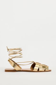 LEATHER CAGE SANDALS - Gold | ZARA United States Gold Sandals Flat, Beach Flats, Cage Sandals, Zara Sandals, 2024 Wishlist, Shoe Designs, Sandals Gold, Caged Sandals, Gold Sandals