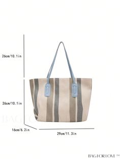 BagForLove - Fashionable Striped Canvas Tote with Large Capacity - Elegant Womens Shoulder Bag Product Description Color Blue Type Square Bag Bag Size Medium Pattern Type Striped Style Fashionable Composition 100% Nylon Material Nylon Size Chart INCH CM Bag Length Bag Width Bag Height Handle Height 11.4 inch 6.3 inch 10.2 inch 10.2 inch Bag Length Bag Width Bag Height Handle Height 29 cm 16 cm 26 cm 26 cm Details Pictures Similar Products h2 { text-align: center; } /* æ¢è¡ */ li{ white-space: normal; word-break: break-all; word-wrap: break-word; } .red-box { width: 100%; display: flex; flex-direction: row; flex-wrap: wrap; justify-content: center; } .red-box > div { width: 190px; height: 250px; margin: 10px; } .red-box > div > a > img { width: 190px; height: 250px; } .size-box { width: 1 Trendy Beige Canvas Bag, Trendy Large Capacity Beige Bucket Bag, Trendy Beige Large Capacity Bucket Bag, Trendy Beige Bucket Bag With Large Capacity, Large Casual Canvas Shopping Bag, Khaki Large Capacity Bucket Bag For Shopping, Large Capacity Khaki Bucket Bag For Shopping, Trendy Large Capacity Cream Canvas Bag, Trendy Large Capacity Khaki Bags