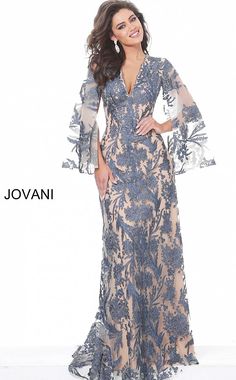 Jovani 00752 Long Navy Lace Formal Evening Dress Long Drape Sleeve Maxi Gown Formal Evening Dresses Long, Mother Of The Bride Dresses Long, Mother Of The Bride Gown, Gowns Bridesmaid, Design Moda, Mother Of Groom Dresses, Evening Dresses With Sleeves, Mob Dresses, Lace Dress With Sleeves