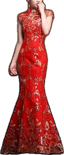 Festive Formal Fitted Mermaid Dress, Embroidered Evening Dress For Wedding, Red Mermaid Dress For Wedding, Fitted Sleeveless Gown For Ceremony, Festive Floor-length Mermaid Dress, Red Fishtail Dress For Wedding, Embroidered Fitted Cheongsam For Wedding, Fitted Embroidered Gown For Ceremony, Embroidered Fitted Gown For Ceremony