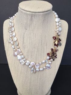 Gold Stone Necklace, Double Strand Pearl Necklace, Keshi Pearl Necklace, Crystal Goddess, Bold Necklace, Crystal Choker Necklace, Mother In Law Gifts, Garnet Necklace, Crystal Choker