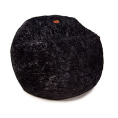 a black bean bag chair on a white background