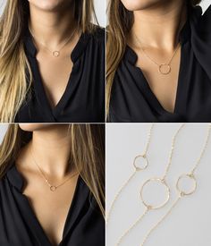 Simple, Dainty Necklace. The Open Circle Karma Necklaces. In Gold, Silver or Rose Gold. Delicate Round Charm Necklaces For Layering, Delicate Chain Open Circle Necklace, 14k Gold Filled Round Chain Necklace, Minimalist Round Pendant Jewelry For Layering, Everyday Rose Gold Circle Necklace, Everyday Rose Gold Necklace, Dainty Round Charm Necklaces For Layering, Dainty Layering Charm Necklaces, Dainty Chain Necklace For Layering