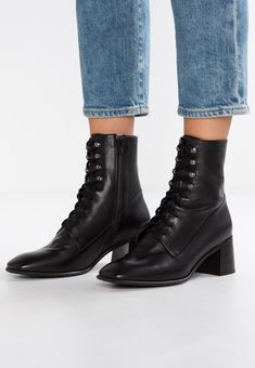 Miista Shoes, Square Toe Boots, Square Toe Heels, Shoe Inspiration, Faux Leather Moto Jacket, Block Heel Shoes, Toe Boots, Lace Up Ankle Boots, Leather Lace