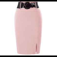 Wear To Work Bodycon Pencil Skirt With Belt Solid Color Belt Closure Item Feature: High Waist Pencil Style; Side Split Design; Matched With Removable Pu Leather Belt The Skirt Is Made Of Comfortable And Stretchy Fabric, Very Comfortable And Soft Hand Or Machine Wash Cold Water With Low Iron Package Content: 1*Skirt With Matched Belt(The Belt Can Be Wore With Tops, Dresses, Other Clothing As Well) Pink High Waist Skirt For Work, High Waist Pink Skirt For Work, Pink High Waist Skirt For Workwear, Pink Pencil Skirt For Office, Pink Fitted Knee-length Pencil Skirt, Office Pencil Skirt In Pink, Elegant Pink Pencil Mini Skirt, Pink Pencil Skirt For Work, Pink Skirt For Office Wear