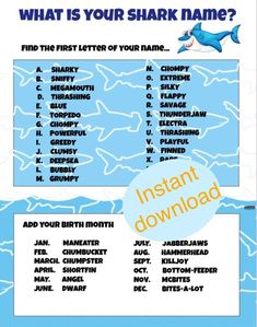 the shark name game for kids