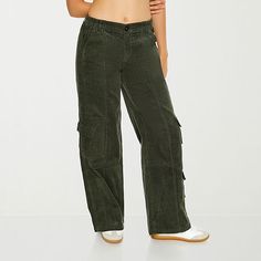 Cold-weather style isn't complete without a great pair of corduroy pants like this cargo pair from Forever 21's junior's and womens collection. They are made from soft cotton with a button-zip fly with an elastic-waistband, utility-style pockets, and wide legs.Closure Type: Button & ZipperFit: Baggy FitPockets: 2 Cargo Side Pockets, 2 Side Slip Pockets, 2 Back Flap PocketsRise: Mid RiseFiber Content: 100% CottonFabric Description: CorduroyInseam: LongLeg Style: Wide LegCare: Machine Wash, Tumble Corduroy Pant, Women Cargo Pants, Utility Style, Pants Cargo, Cold Weather Fashion, Cargo Pant, Wide Legs, Corduroy Pants, Cargo Pants