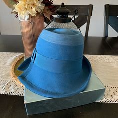 Beautiful Blue Schiaparelli Hat. Believe It’s The Style Is Called Cloche, Not Too Certain. Schiaparelli Hat, Schiaparelli Accessories, Cloche Hat, Beautiful Blue, Color Blue, Women Accessories, Hats, Women Shopping, Blue