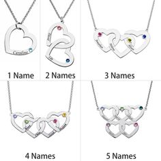 Engraved 1-5 Intertwined Hearts Necklace | Getnamenecklace Metal Charm Necklace For Mother's Day Anniversary, Metal Charm Necklaces For Mother's Day Anniversary, Valentine's Day Metal Jewelry With Round Pendant, Valentine's Day Round Pendant Metal Jewelry, Valentine's Day Metal Round Pendant Jewelry, Metal Round Pendant Jewelry For Valentine's Day, Mother's Day Round Metal Charm Necklaces, Anniversary Stainless Steel Charm Necklaces, Stainless Steel Charms Necklaces For Anniversary