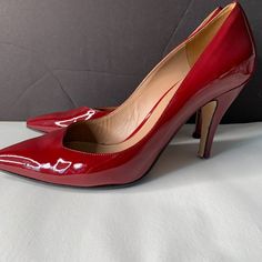 The Seller Vero Cuoio Red Patent Shoes Heels 3.5" Size Eu 38/ Us 7.5 Made In Italy New With Flaw - Needs One Heel Tip Replacement . No Box Please See Pictures Red Sole High Heel Court Shoes In Medium Width, Classic Heels With Red Sole And Medium Width, Red Sole High Heels With Medium Width, Red Sole High Heels Medium Width, Red Sole High Heels Of Medium Width, Red Pointed Toe Court Shoes With 4-inch Heel, Pointed Toe Court Shoes With Red Sole, Red Round Toe Court Shoes For Formal Occasions, Formal Heels With Red Sole, Medium Width