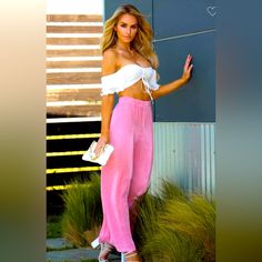 Pink Ribbed Silk Dress Pants Trendy Rayon Bottoms For Loungewear, Trendy Rayon Bottoms For Spring, Chic Ankle-length Rayon Pants, Chic Fitted Rayon Pants, Fitted Straight Rayon Pants, Trendy Rayon Bottoms For Day Out, Chic Rayon Trousers, Trendy Spring Bottoms For Day Out, Elegant Rayon Bottoms For Day Out