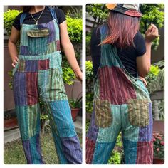 100% Cotton Handmade in Nepal Free Shipping on all orders at www.ghalehandicrafts.com Patchwork Overalls, Baggy Jumpsuit, Womens Jumpsuits, San Gabriel, Jumpsuits And Romper, Hippie Outfits, Free Spirit, Boho Outfits, Nepal