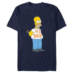 Celebrate Father's Day with everyone's favorite dad Homer Simpson! Show off your favorite animated series with hilarious tees that feature all the charismatic Springfield residents! This Men's #1 Dad Homer Graphic T-Shirt features a mischievous Homer wearing a shirt that reads "#1 Dad" in brush font. If anyone tries to steal your fashion, then just tell them to "eat my shorts" because you're not giving up this classic The Simpsons style! Eat My Shorts, Not Giving Up, Eat My, New Fathers, Homer Simpson, Brush Font, Graphic Tee Design, The Simpsons, Mens Graphic Tee