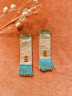 Handmade Artisan Tassel Earrings, Bohemian Woven Dangle Beaded Earrings, Bohemian Turquoise Handwoven Beaded Earrings, Artisan Turquoise Beaded Fringe Earrings, Artisan Beaded Fringe Earrings For Beach, Bohemian Beaded Woven Earrings For Beach, Bohemian Woven Beaded Earrings For Beach, Seed Bead Jewelry Patterns, Beach Jewelry Boho