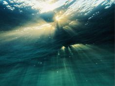 sunlight shining through the ocean water